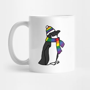 Penguin and Rainbow Pride Flag Hat and Scarf Mug